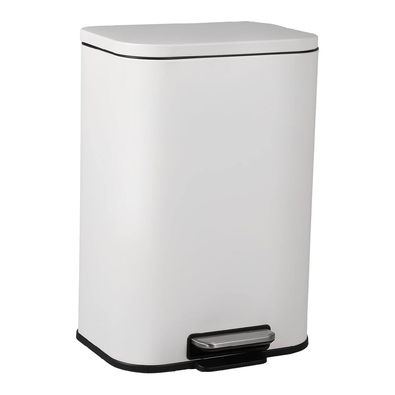 Alt View 4. GARVEE - Stainless Steel 50L Kitchen Trash Can with Soft-Close Lid and Foot Pedal, Fingerprint-Proof - White.