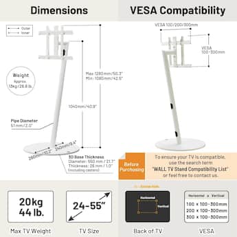 WALL SevenStand A2 High Type – Rolling TV Stand for 24–55 Inch TVs WALL SevenStand A2 High Type – Rolling TV Stand for 24–55 Inch TVs
