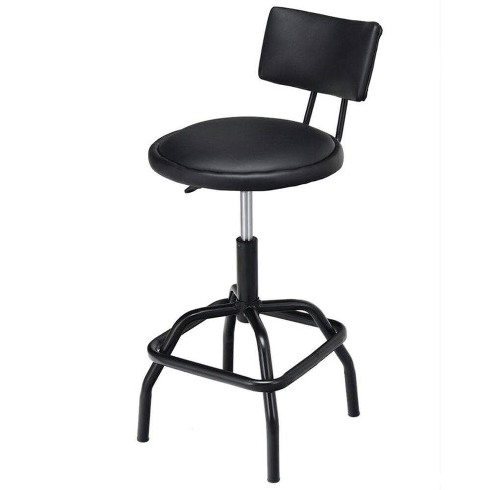 Angle. Kadyn - Adjustable Swivel Vintage PU Leather Bar Stool, for Kitchen Island & Dining Room - Black.