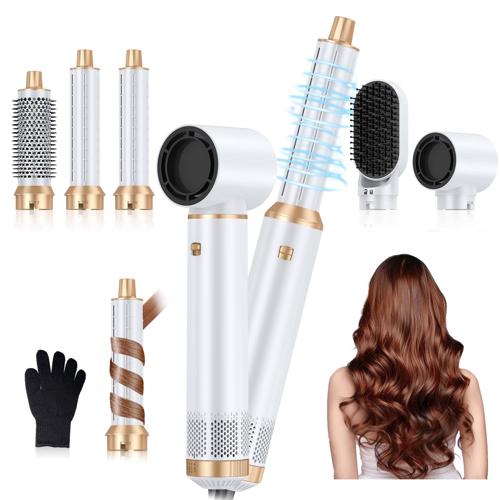 Front. Stylel Star - 5 In 1 Blow Dryer Brush Upgrade Hair Air Curler Curling.