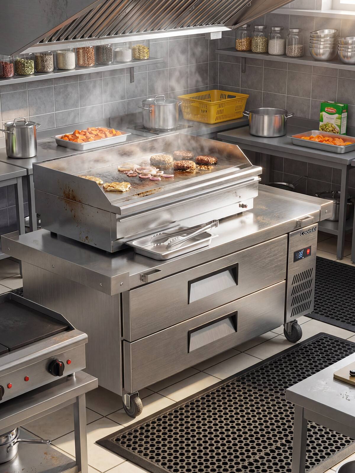 Alt View 5. Coolski - Coolski 60 in. 4.33 cu. ft. Commercial Chef Base Refrigerator with 2 Drawers in Stainless Steel - Stainless steel.