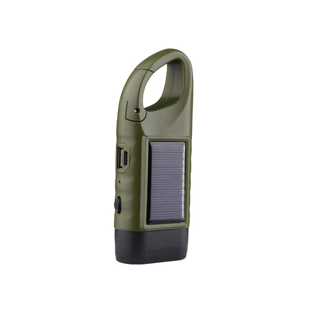 Cluzine - Solar Hand-Cranked Emergency Flashlight, USB Rechargeable with Power Bank Function
