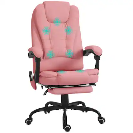 Front. Vinsetto - 7-Point Vibrating Massage Office Chair, High Back Computer Chair with Lumbar Support & Footrest - Pink.