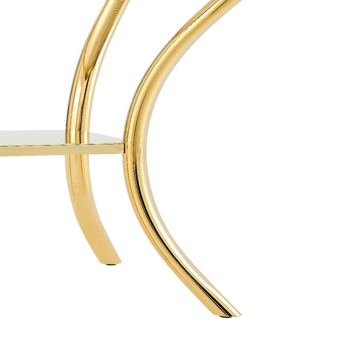 Alt View 9. Loheer - Loheer Round Bar Table with Ribbed Tempered Glass Top and Golden Stainless Steel Base - Golden.