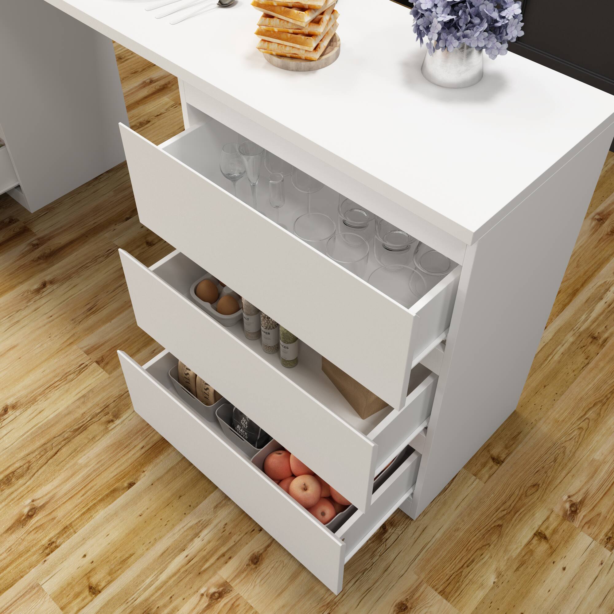 Alt View 8. FUFU&GAGA - FUFU&GAGA Modular Multi Drawer Horizontal Storage Unit Rotatable & Expandable Organizer for Living Room - White.