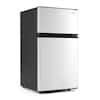 Front. Costway - Costway Mini Fridge with Freezer, Double Door Small Refrigerator with Adjustable Thermostat - Silver+Black.