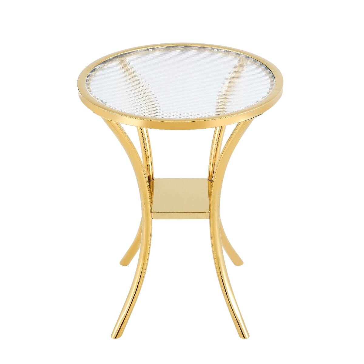 Alt View 7. Loheer - Loheer Round Bar Table with Ribbed Tempered Glass Top and Golden Stainless Steel Base - Golden.