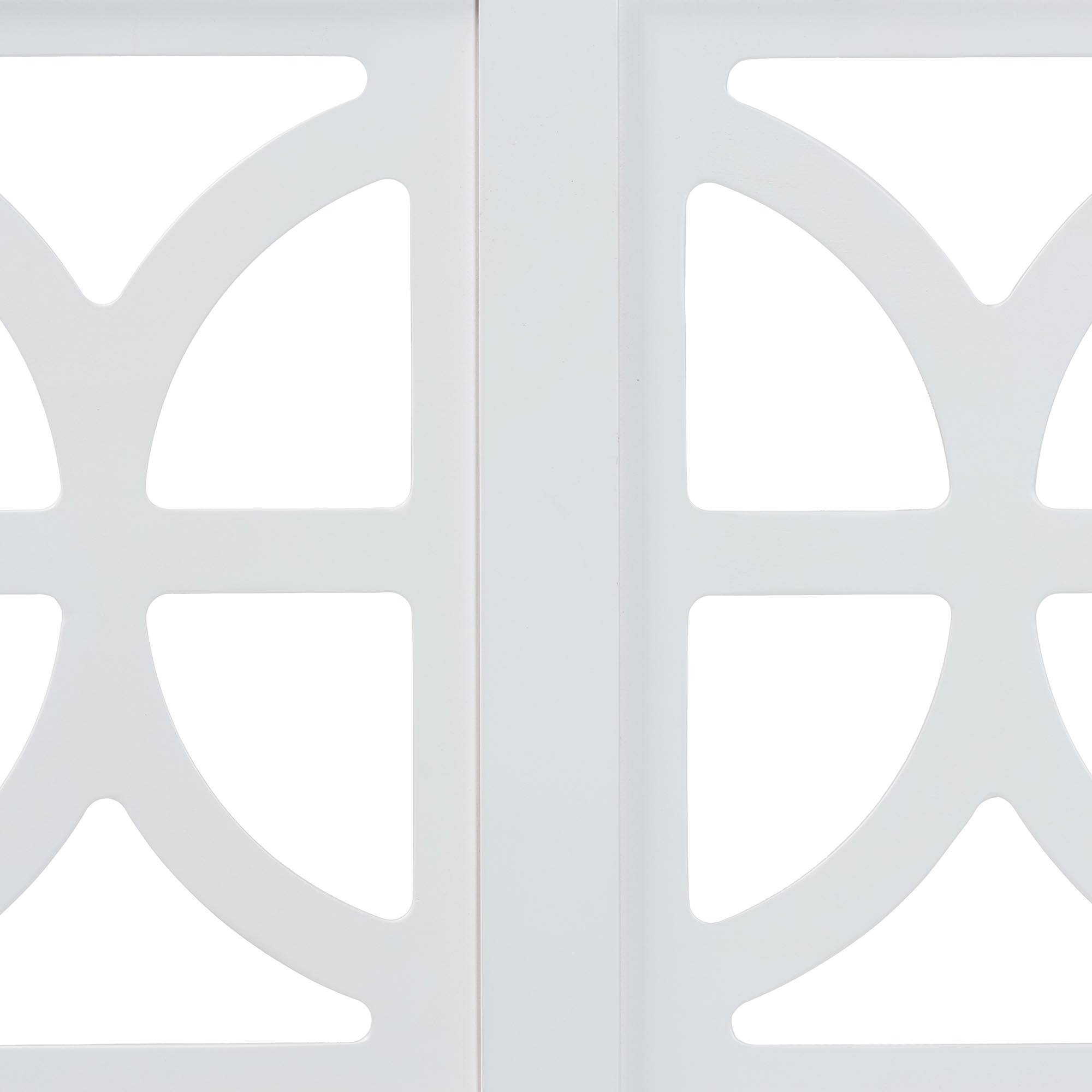 Left. Baxton Studio - Nansen Wood Headboard with Scalloped Frame - Geometric Cutout Decorative Panel for Bed Frame, Adjustable Height, Full - White.