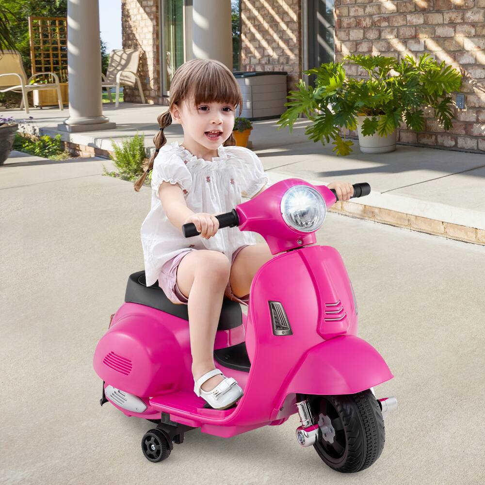Back. SlickBlue - Children’s Ride-On Electric Motorcycle with LED Light and Horn Sound - Pink.