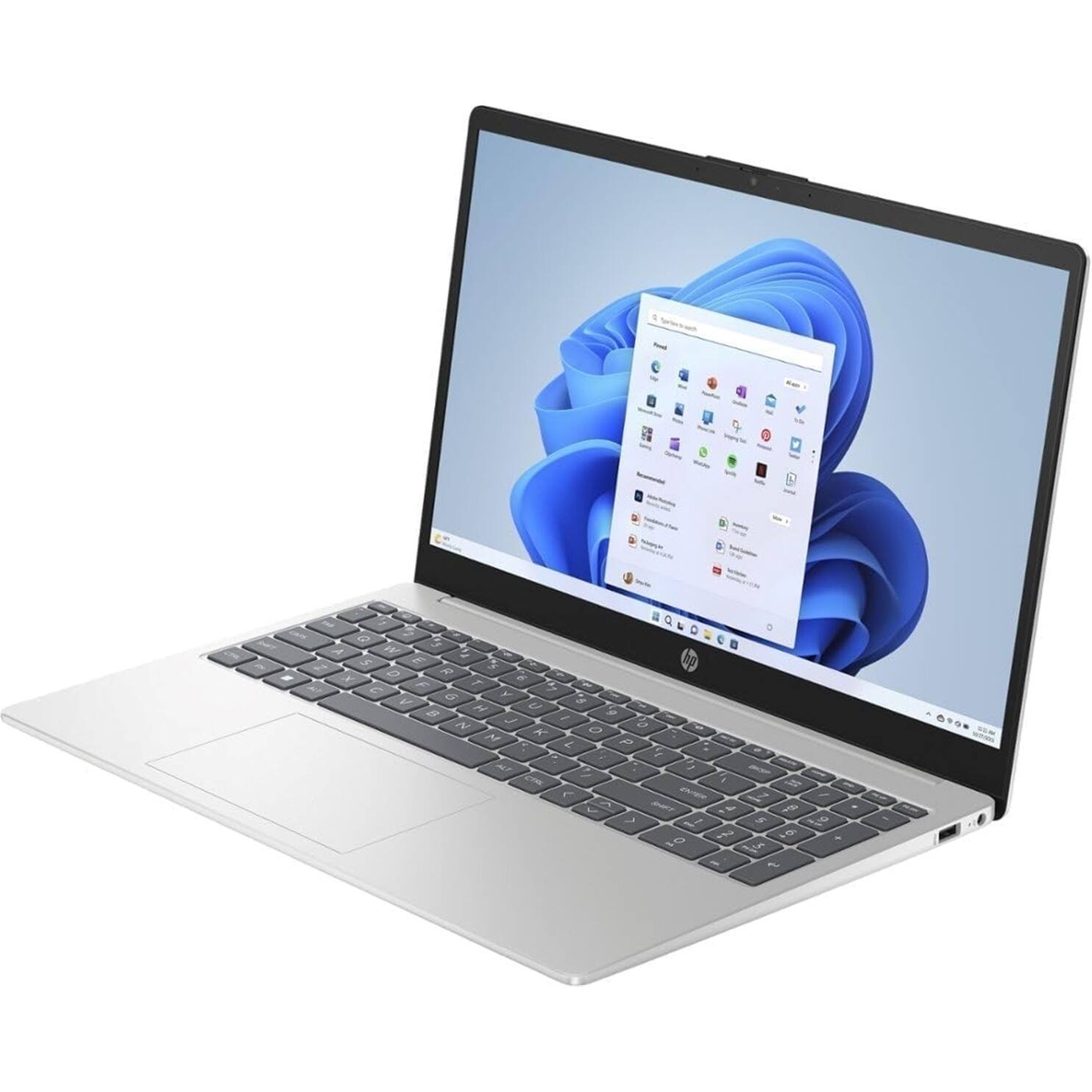 Back. HP - 15-FC0025DX 15.6" Touch 8GB 256GB SSD AMD Ryzen™ 5 7520U 2.80GHz WIN11H,  - Silver.