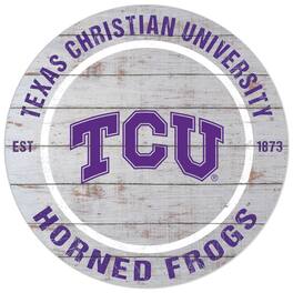 Jardine - TCU Horned Frogs 20'' x 20'' Indoor/Outdoor Weathered Circle Sign - White