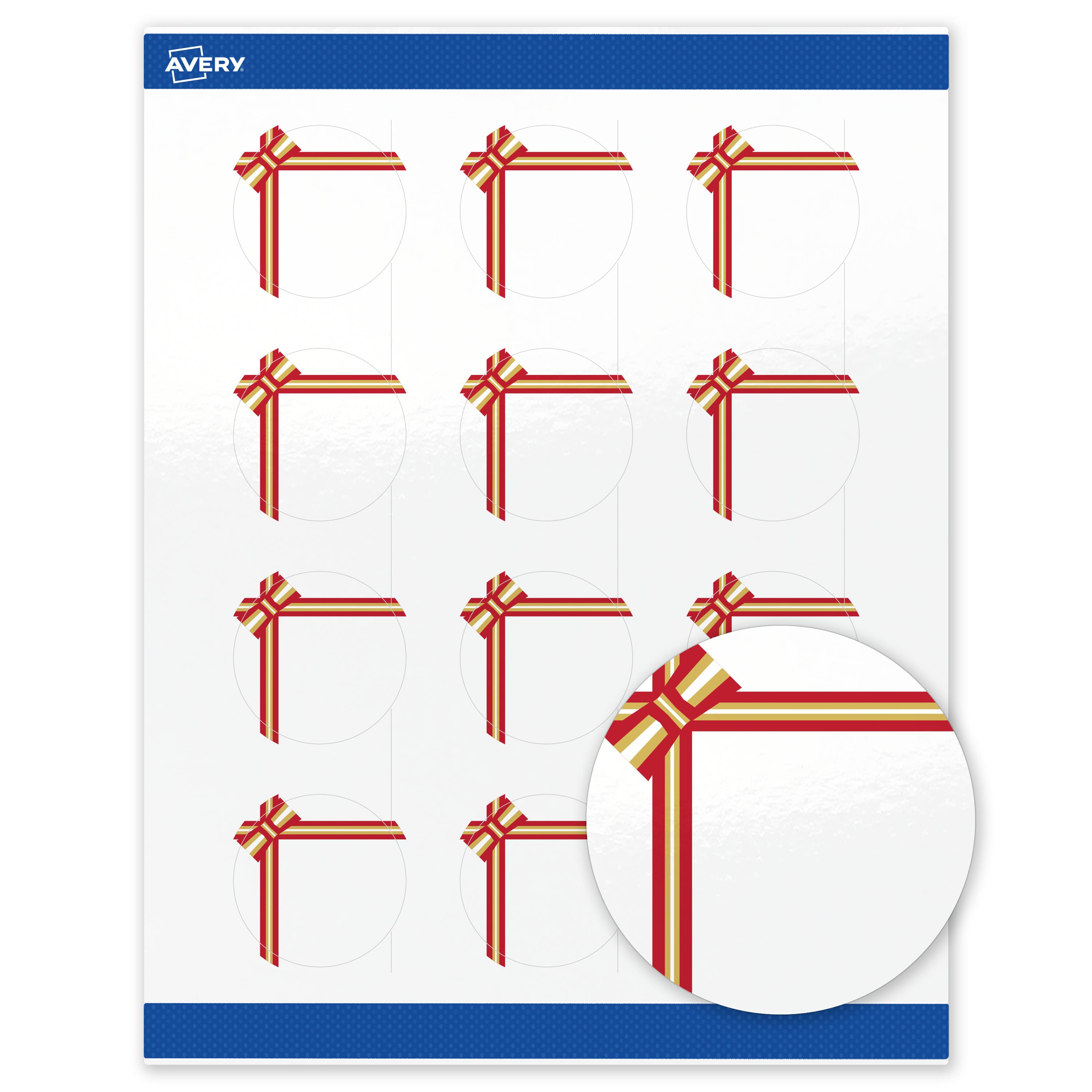 "Avery - Avery® Labels, 2"" Diameter, Glossy Red & Metallic Gold Gift Bow - White" price history on PriceWatchPro