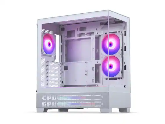 Front. Phanteks - Phanteks XT View Matrix ATX Case, 600-LED Display, Glass Panels, USB-C, 3x D-RGB Fans, Grey White - Grey White.