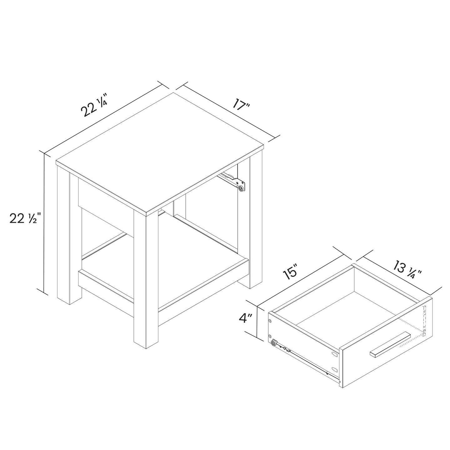 22 1/2", 17", 15", 13 1/4", 4"