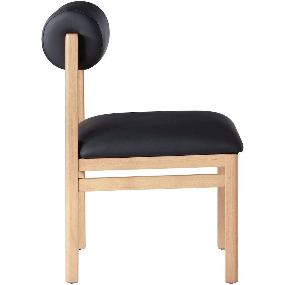 Alt View 3. Meridian Furniture - Roundhill Black Vegan Leather Upholstered Dining Chair, Set of 2 - Black.