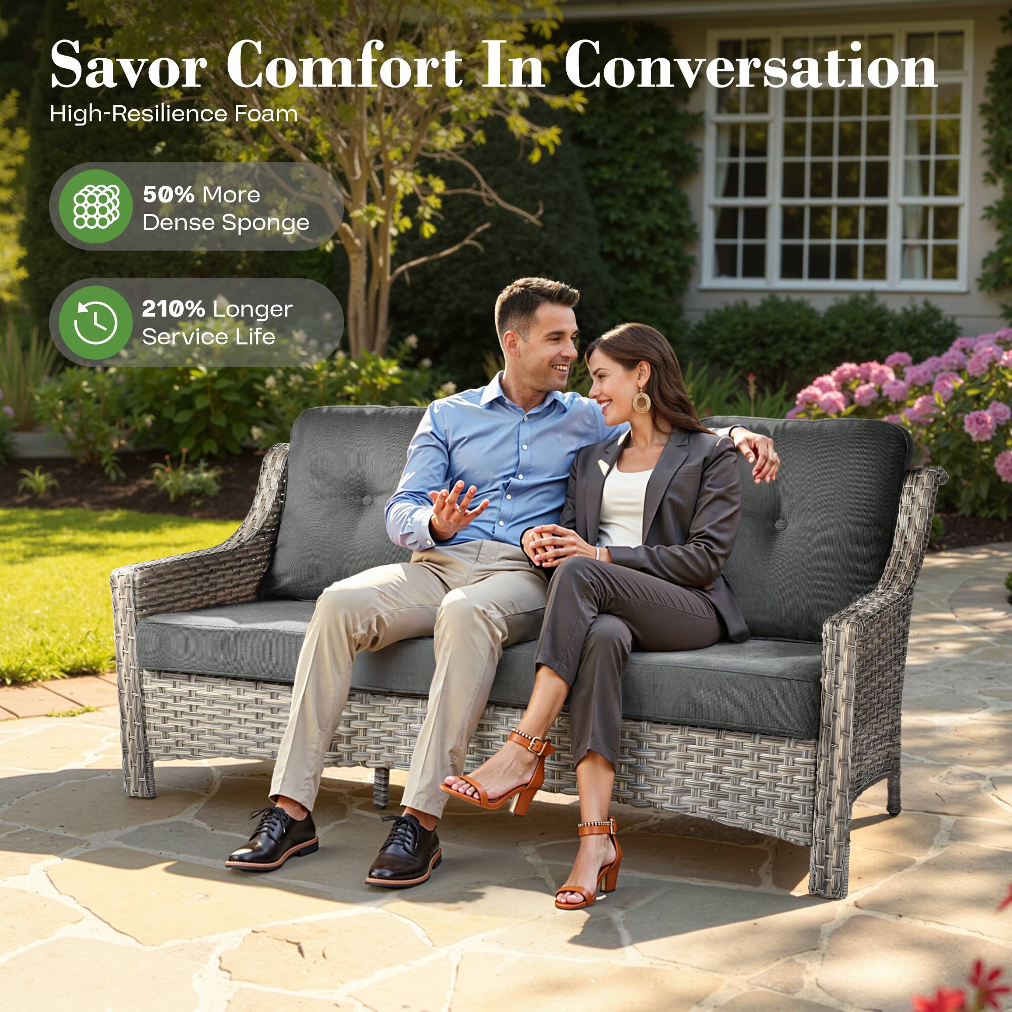 Savor Comfort In Conversation

High-Resilience Foam

- 50% More Dense Sponge
- 210% Longer Service Life