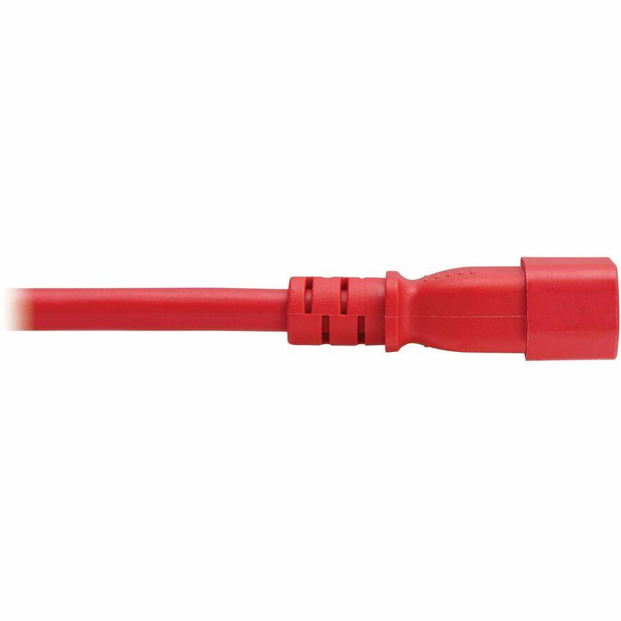 Alt View 5. Tripp Lite - Eaton Tripp Lite Series Power Cord, C14 to C21 - Heavy-Duty, 15A, 250V, 14 AWG, 2 ft. (0.6 m), Red - For Computer - Red.