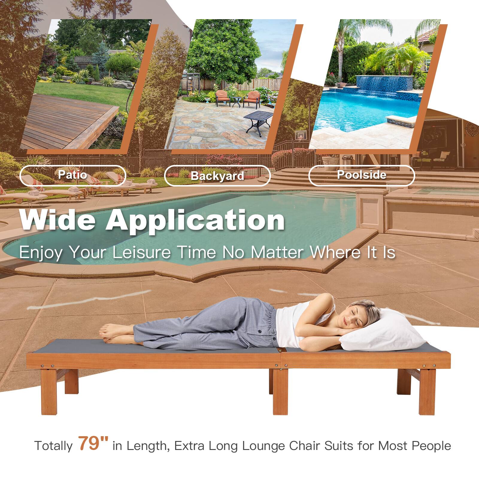 Patio Backyard Poolside Wide Application Enjoy Your Leisure Time No Matter Where It Is Totally 79" in Length, Extra Long Lounge Chair Suits for Most People