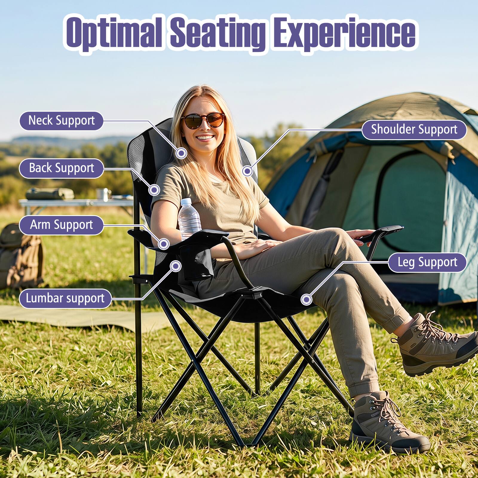 Optimal Seating Experience
- Neck Support
- Shoulder Support
- Back Support
- Arm Support
- Leg Support
- Lumbar Support