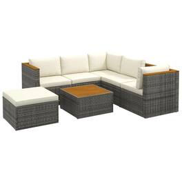 Resenkos - 7-Piece Sofa Set, Outdoor Sectional Furniture, PE Rattan - White