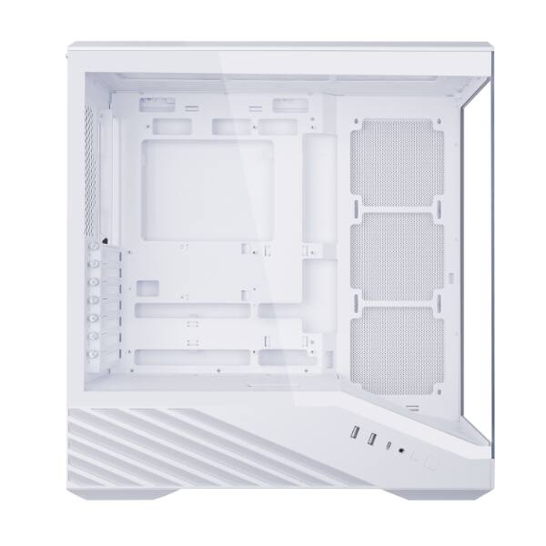 Back. Lian Li - Lian Li V100 ATX Mid-Tower Case, RGB LED, Tempered Glass, 420mm GPU Support, 360mm Radiator, Dust Filter - White (V100W) - White.