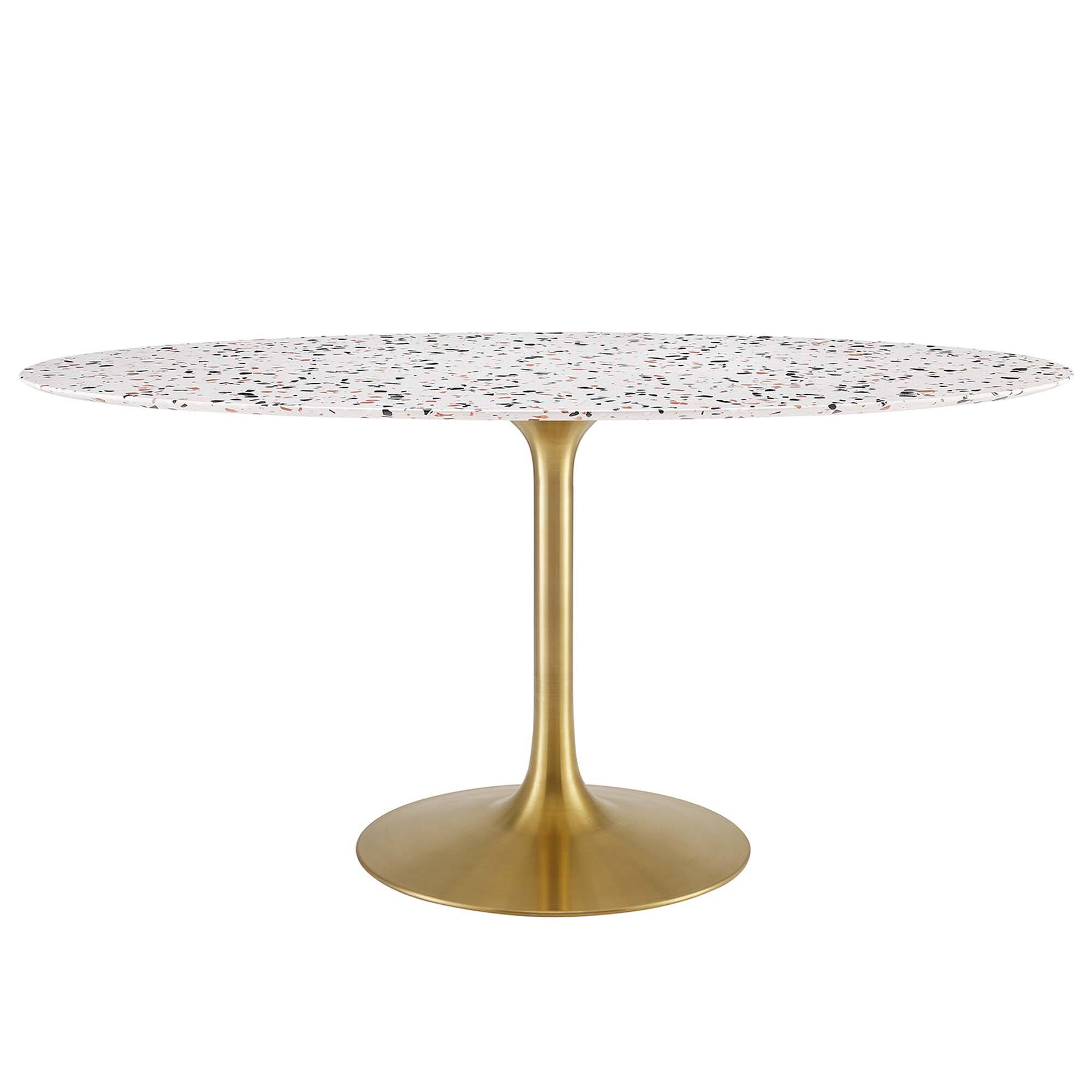 Lippa 60" Oval Terrazzo Dining Table by Modway - Gold White