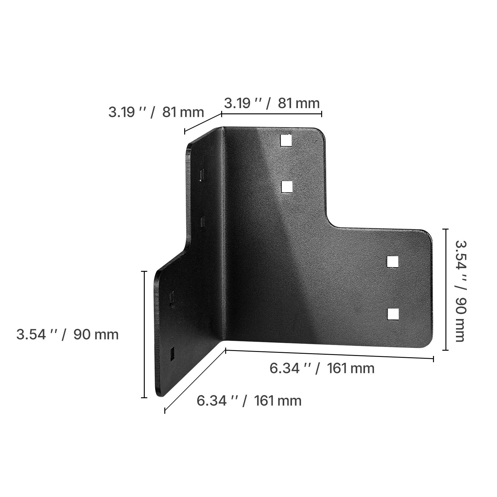 3.19 '' / 81 mm  
3.54 '' / 90 mm  
6.34 '' / 161 mm