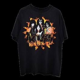 PopMarket - Kiss - KISS Fire Logo Black Unisex Short Sleeve T-shirt 2XL - APPAREL - Multicolor