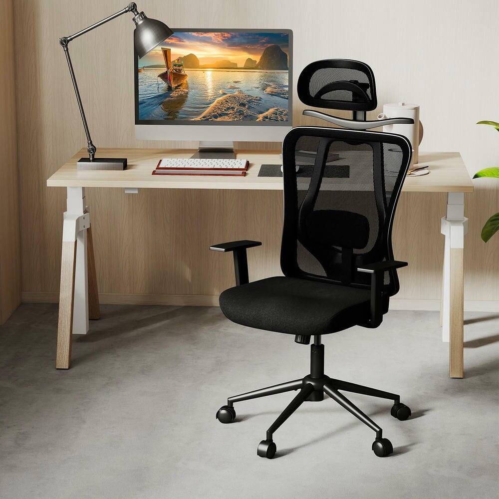 Left. Kadyn - Ergonomic Office Chair - 3D Headrest, Reclining Backrest, Black - Black.