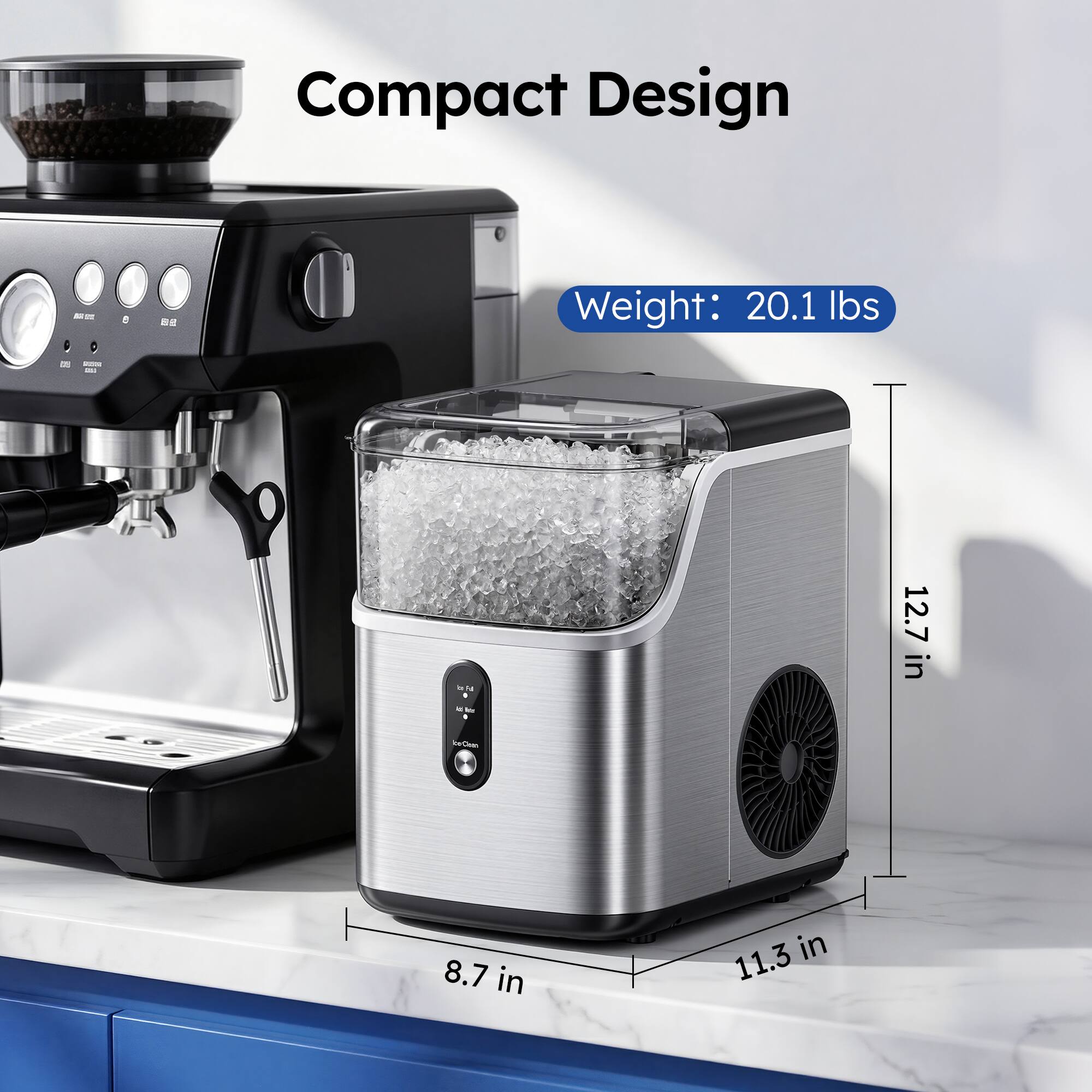 Compact Design  
Weight: 20.1 lbs  
12.7 in  
8.7 in  
11.3 in