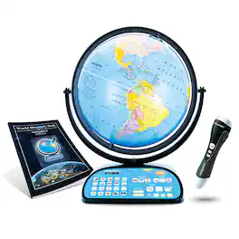 Replogle - 12" Intelliglobe World Globe, Durable Acrylic Stand, HD Map, Educational with 25,000+ Audio Facts & Games - Blue Ocean Political Globe