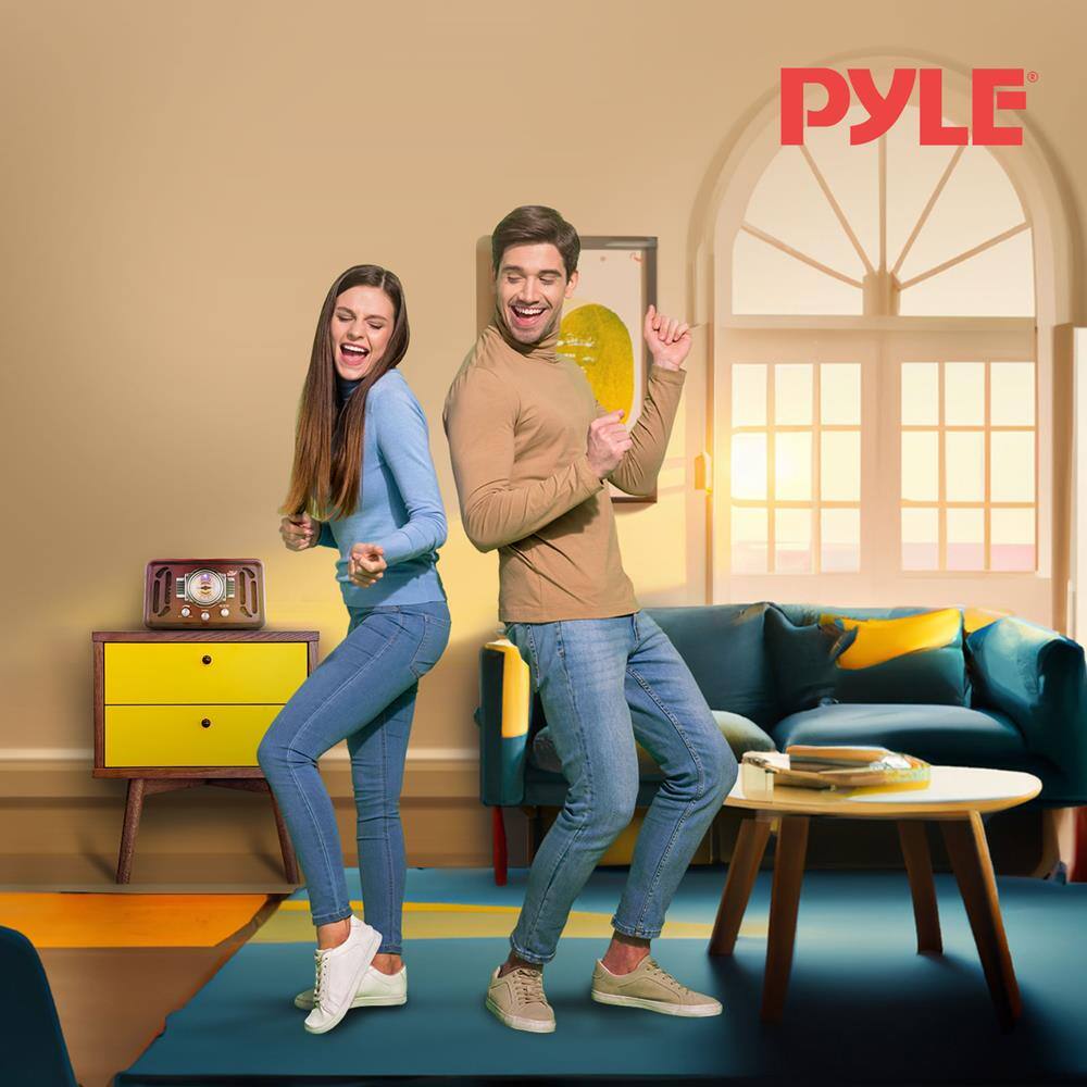 Alt View 3. Pyle - Pyle Retro Bluetooth Radio Speaker, Vintage Style AM/FM Stereo with USB, SD, AUX, RCA & MP3 Playback - Red.