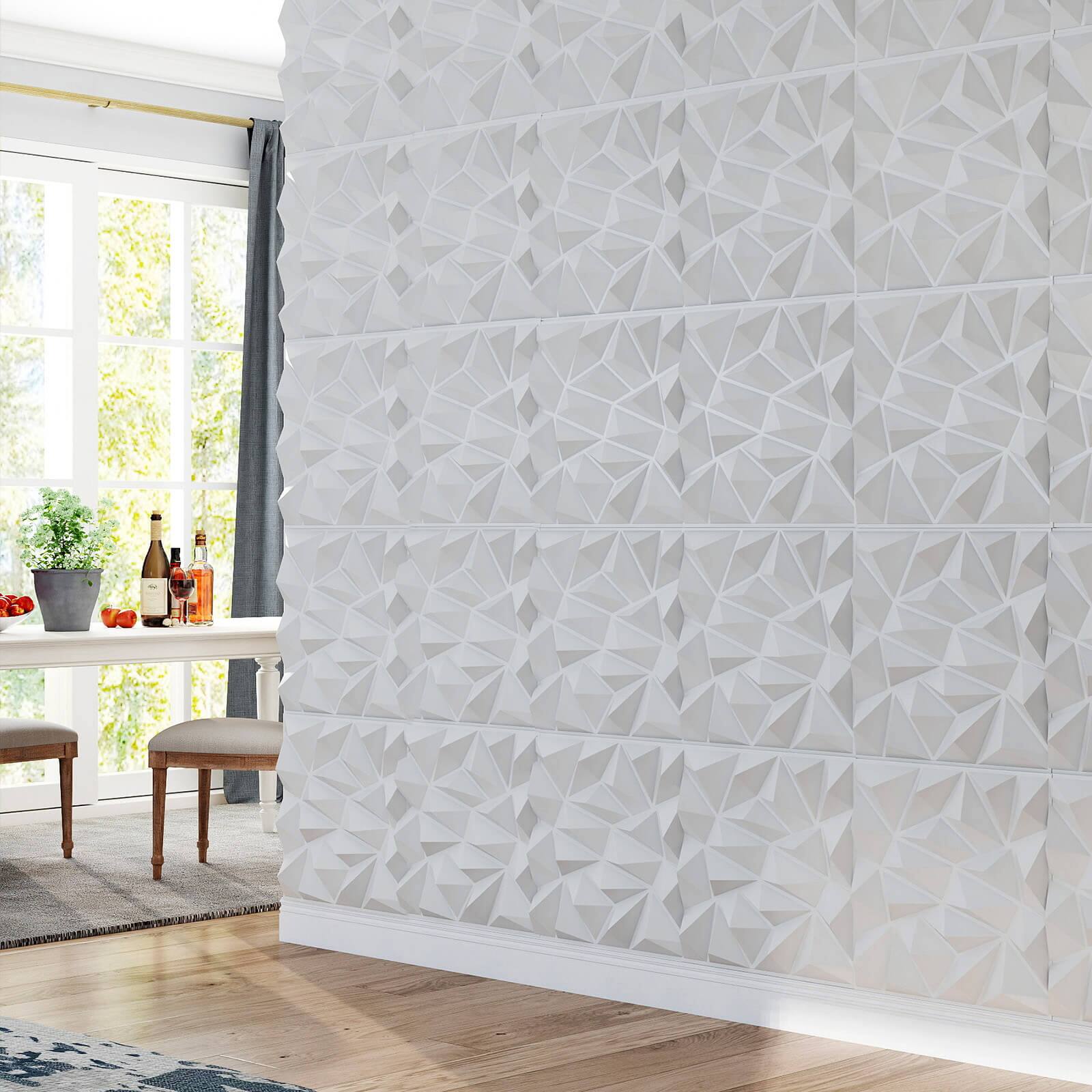 Alt View 1. Costway - Costway 40 Pack 3D Wall Panels PVC Diamond Textured Wall Tiles for DIY Painting Cutting - White.