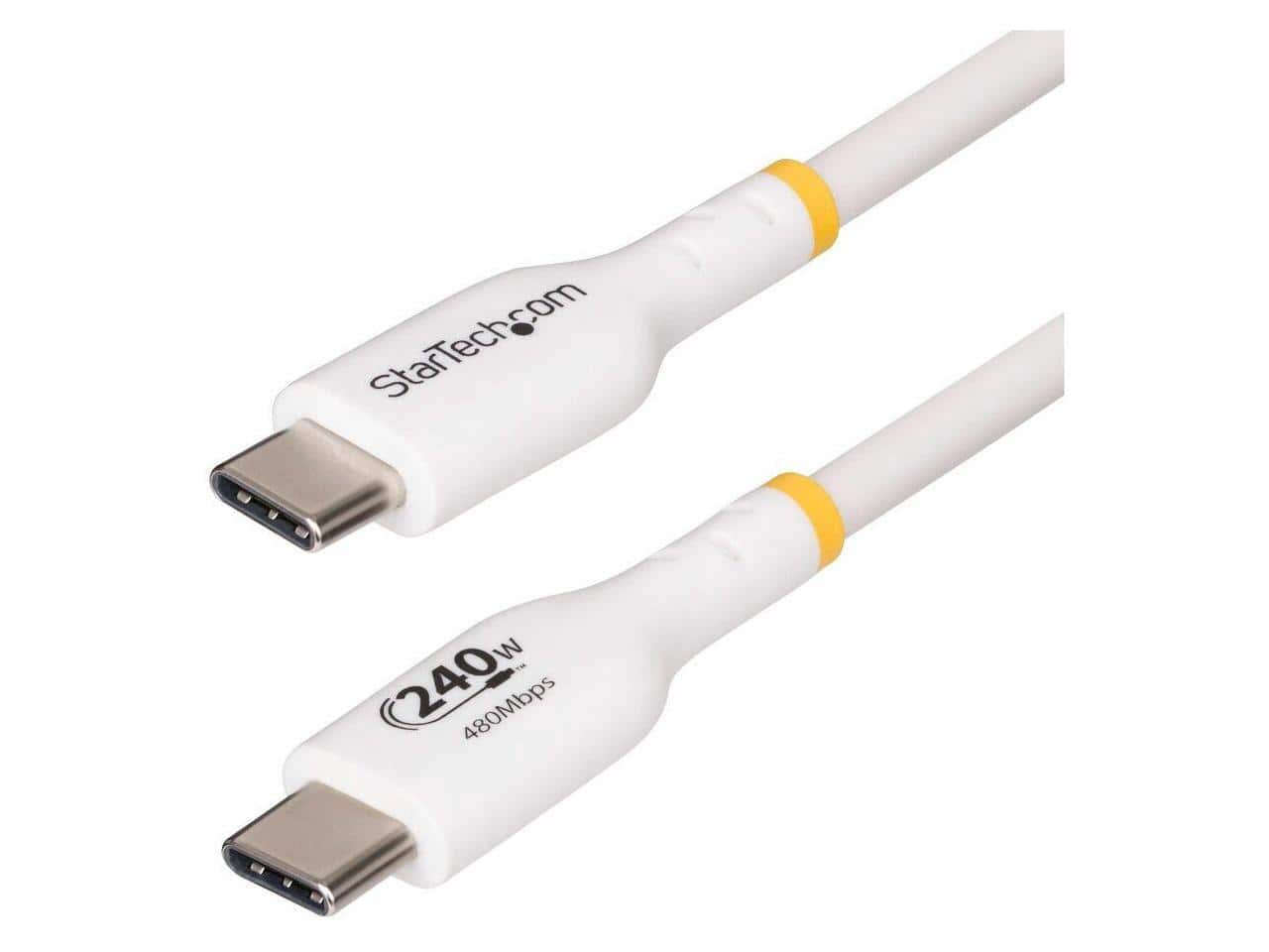 StarTech.com - StarTech 3ft White USB-C Cable, USB-IF Certified, 240W PD EPR, USB 2.0 Type-C Laptop Charger
