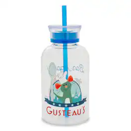 Silver Buffalo - Disney Pixar Ratatouille Gusteau's Glass Milk Bottle With Straw | Hold 15 Ounces - Blue