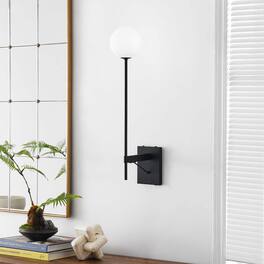 Riva White Globe Wall Sconce by Modway - Black
