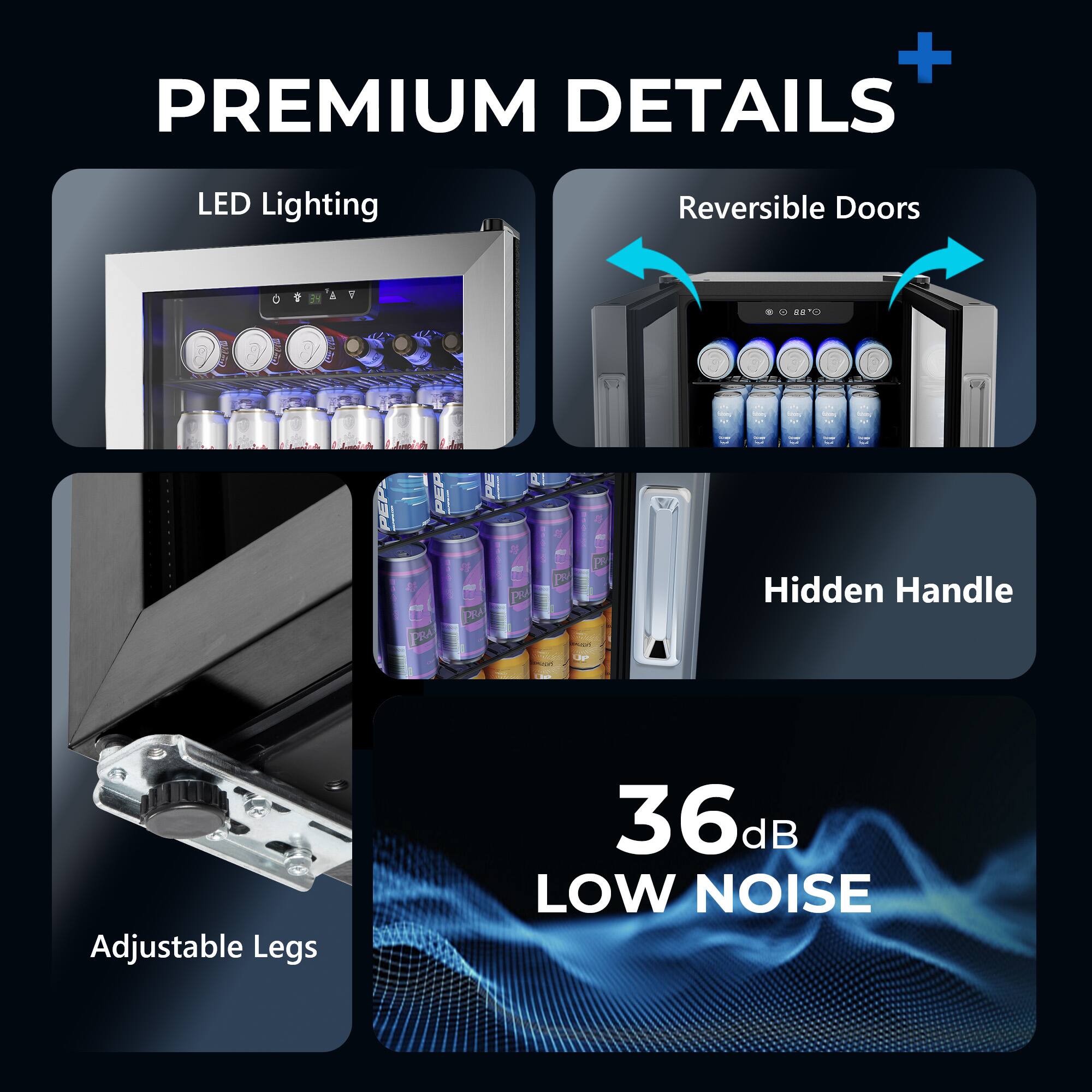 PREMIUM DETAILS
- LED Lighting
- Reversible Doors
- Hidden Handle
- Adjustable Legs
- 36 dB LOW NOISE