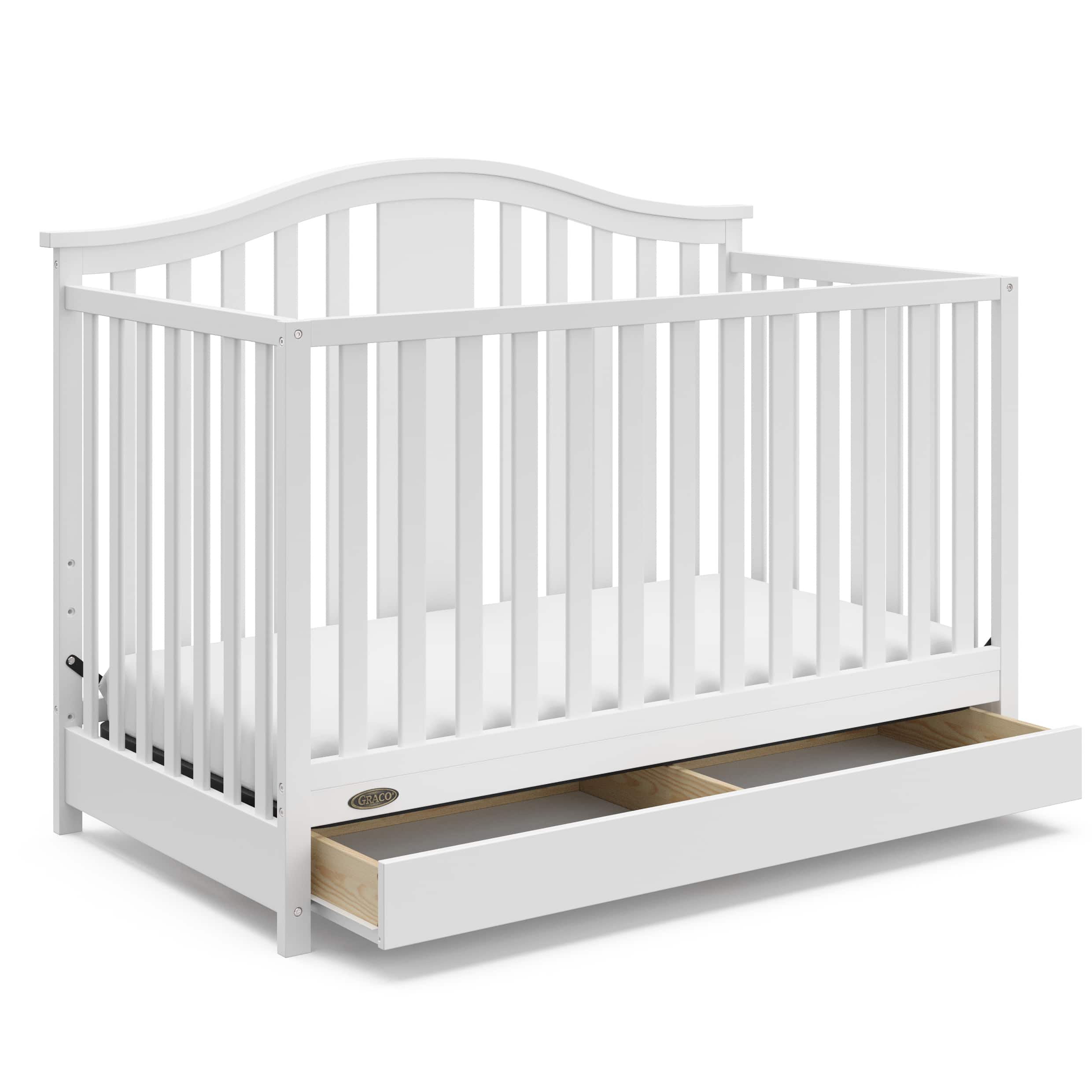Front. Graco - Solano 5-in-1 Convertible Crib with Drawer - White.