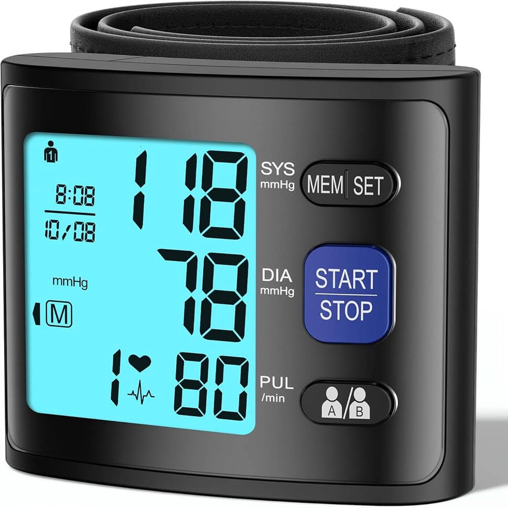 RTMB - Automatic Wrist Blood Pressure Monitor with Backlit Display, Voice - Black