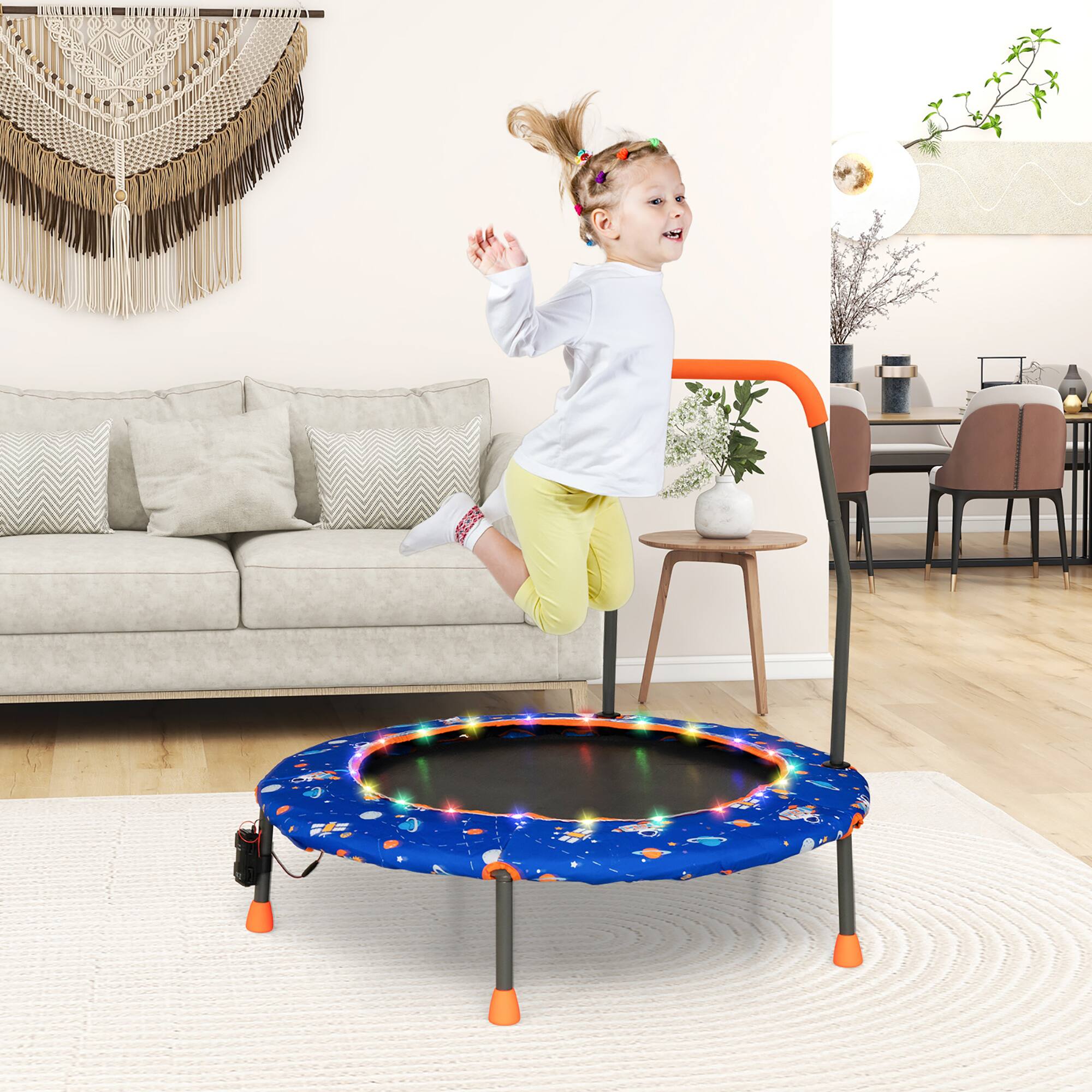 Alt View 1. Gymax - Gymax 36'' Mini Trampoline w/ LED Bluetooth Speaker Detachable Handle Kids Gifts Blue - Blue.