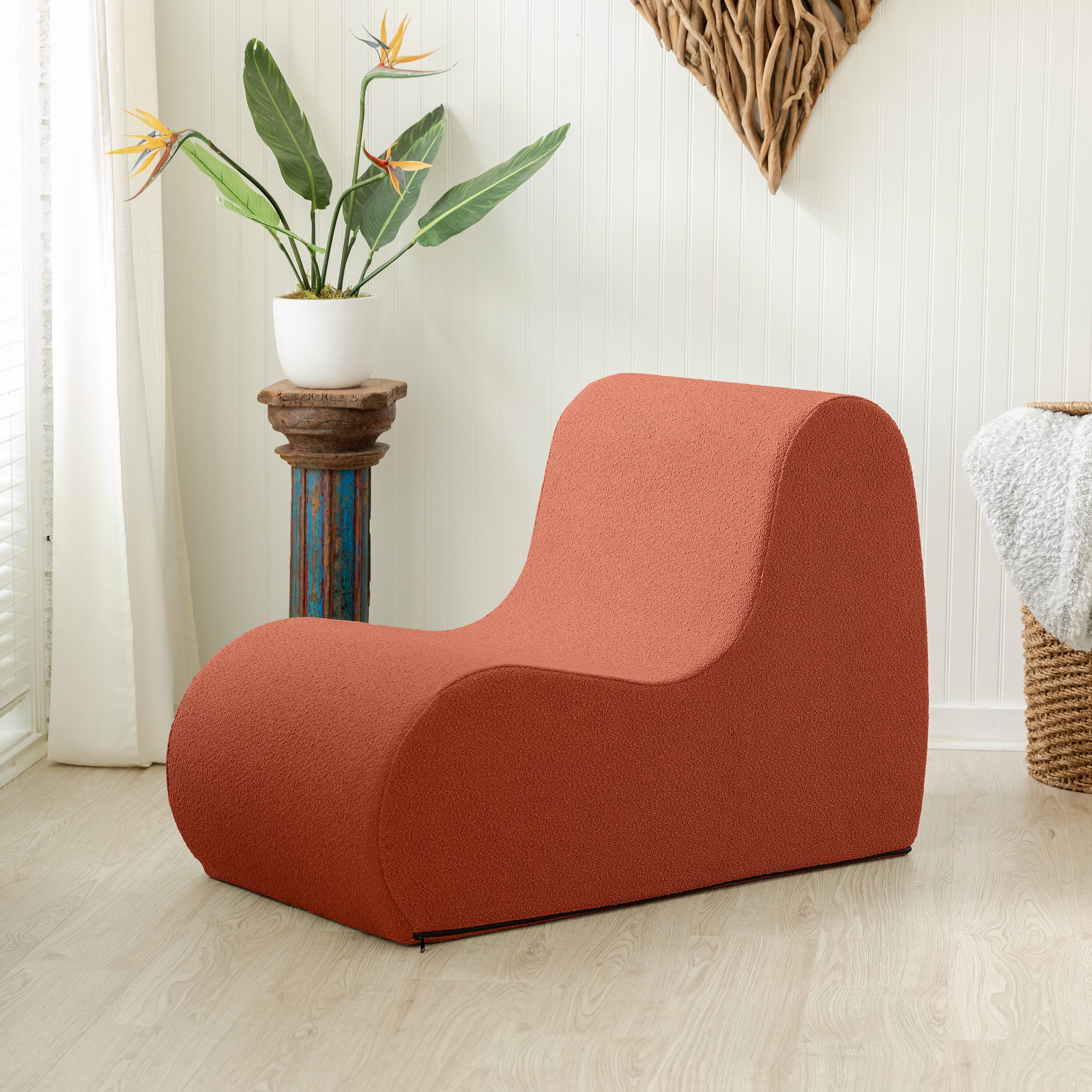 Angle. Jaxx - Jaxx Uptown Modern Armless Accent Chair, Boucle Terra Cotta - Terra Cotta.