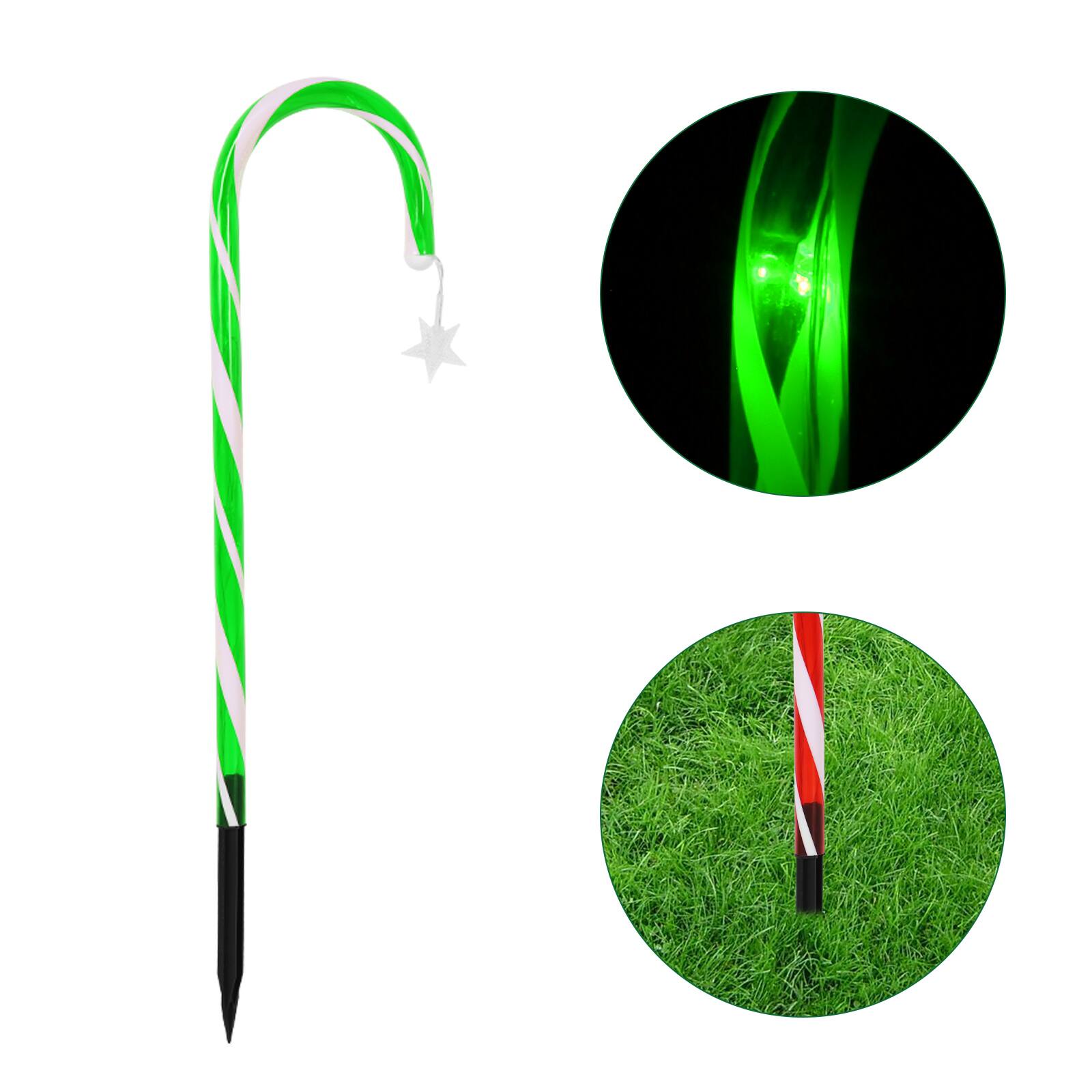 Back. Oumilen - Solar Candy Cane Lights 10-in-1 Red Green LED Christmas Pathway Lights.