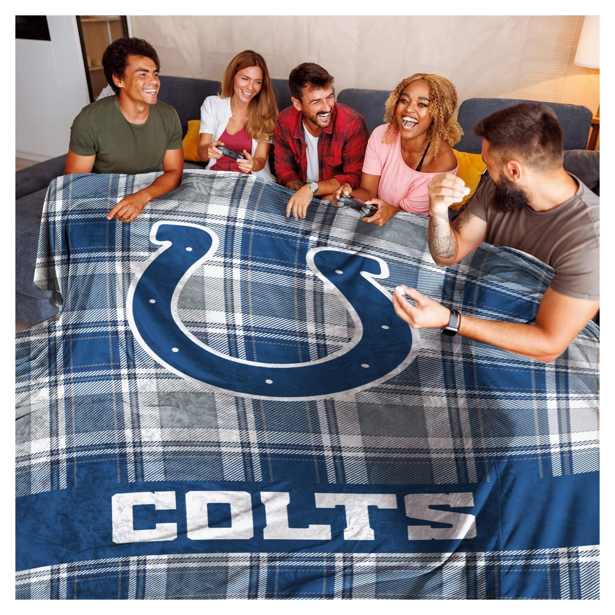 Alt View 1. Pegasus - Indianapolis Colts 66" x 95" Oversized Plaid FAN-mily Ultra Cozy Blanket - Multicolor.