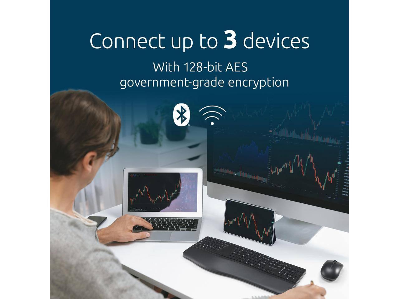 Connect up to 3 devices  
With 128-bit AES government-grade encryption
