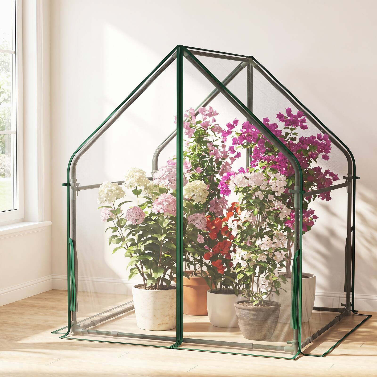 Alt View 4. Costway - Costway Mini Green House with Waterproof Bottom Mat, Outdoor Portable Green House - Clear.