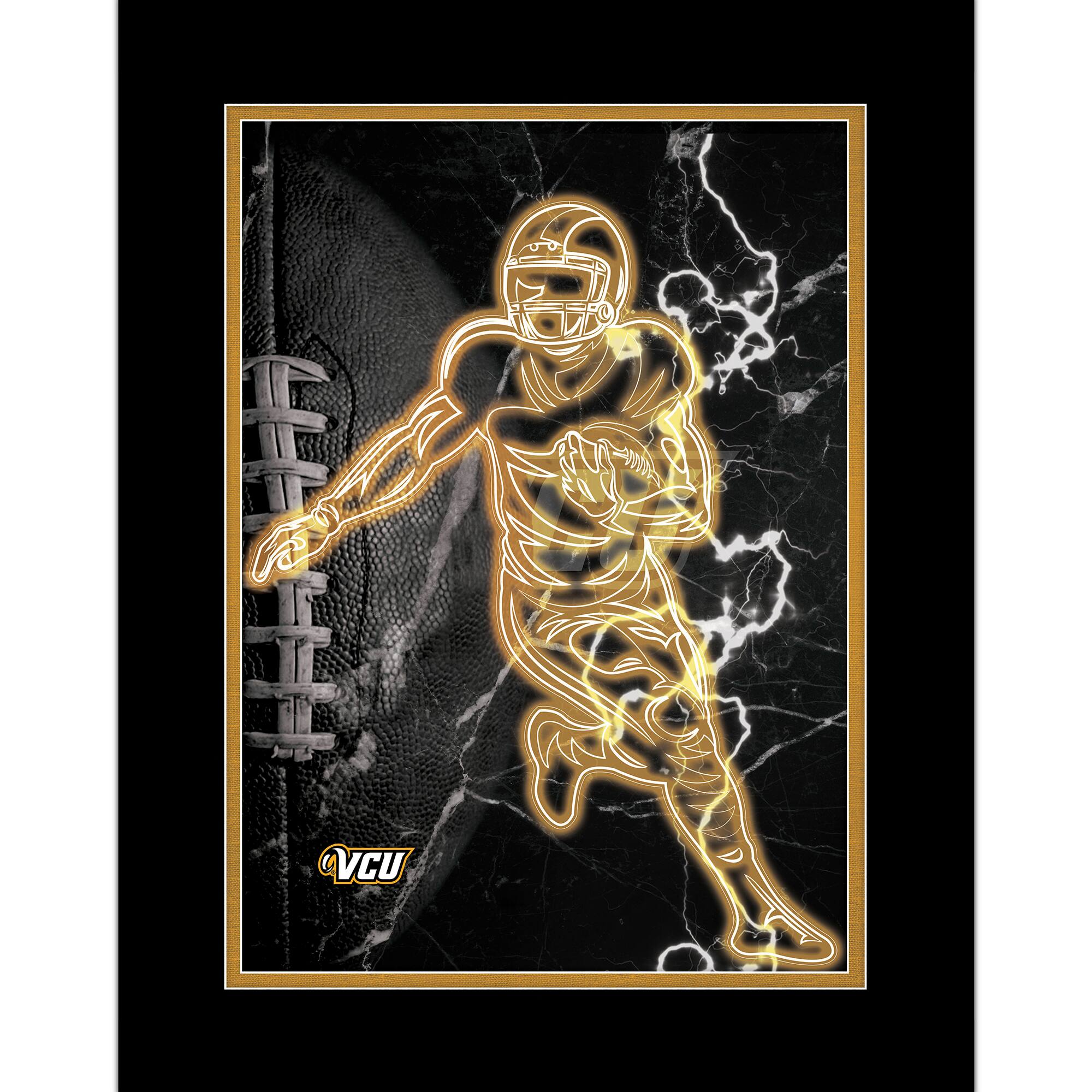 Black VCU Rams 12'' x 16'' Framed Neon Player Print