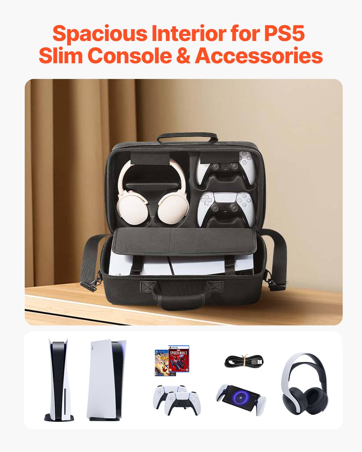 Spacious Interior for PS5 Slim Console & Accessories

Spacious Interior for PS5 Slim Console & Accessories