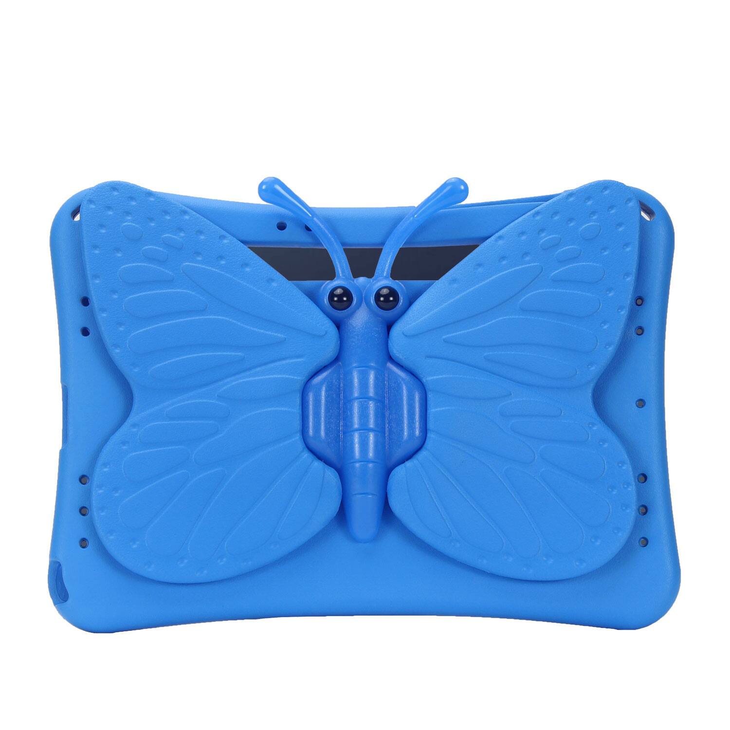 Angle. Dteck - Kids Butterfly Case for Samsung Galaxy Tab A9+/A9 Plus 2023 & Tab S9 FE & Tab S9,3D Cartoon EVA Shockproof Stand Cover - Blue.