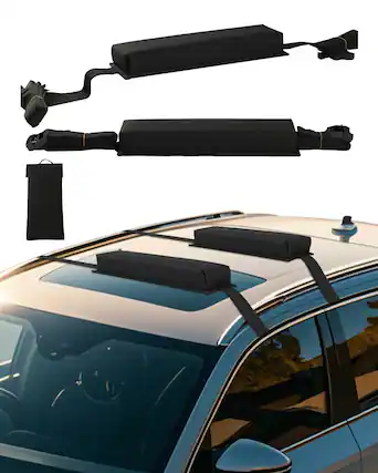 Front. VEVOR - Soft Roof Rack Pads, 15.5-Inch Universal Car Roof Rack Pads, 176LBS Loading Capacity Luggage Kayak Carrier - Black.