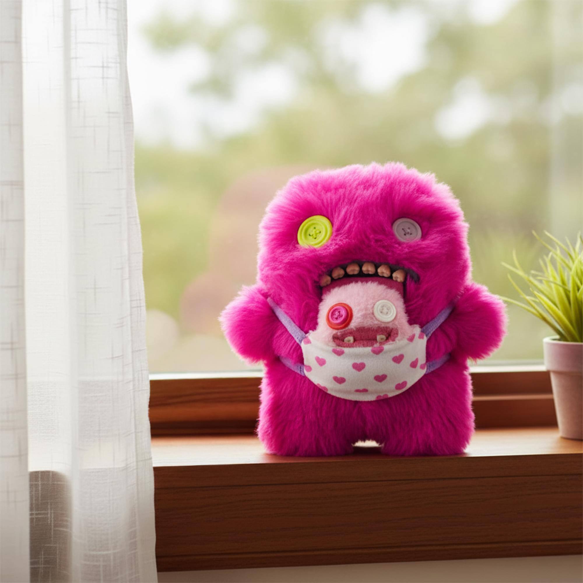 Alt View 4. Fuggler - Zuru Fuggler Double Trouble Mini Me Oogah Boogah 9 Inch Plush Series 1 - Pink.